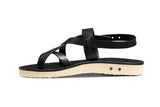 Wigeon back strap leather toe-ring sandal in black - side shot