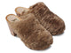 Woodpecker Más Shearling clog in bronze - product angle shot