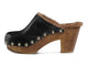 Woodpecker Shearling clogs in black - product side shot