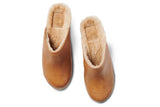 Woodpecker Shearling clogs in saddle - product top shot