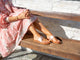 Finch toe ring sandal - rose gold/tan - on model shot