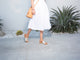 Pelican platform sandal - platinum/beach - on model shot